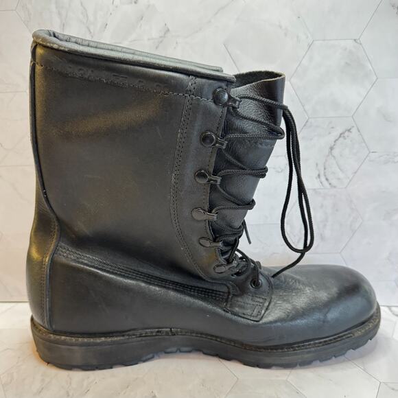 Black Leather Military Boots Size 12.5 Lace-Up Goretex Vibram Insulated in EUC main image 6